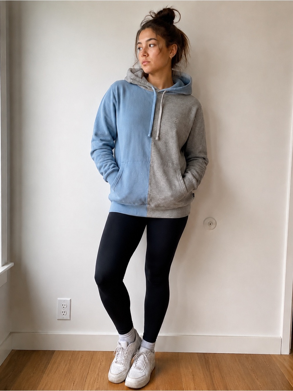 HUF Split Light Blue and Gray Women's Hooded Pullover